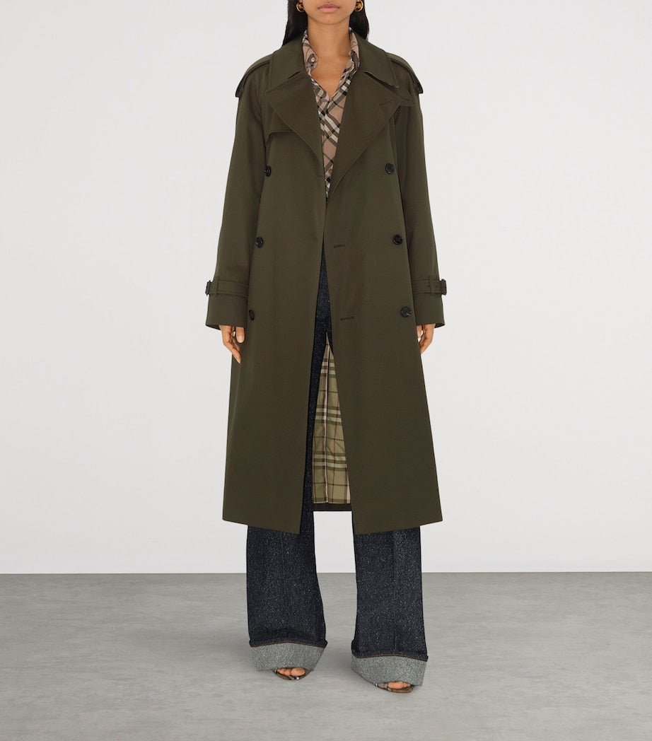 Burberry Brown Cotton Long Castleford Trench Coat