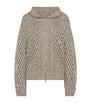 Brunello Cucinelli Brown Dazzling Netted Hooded Cardigan