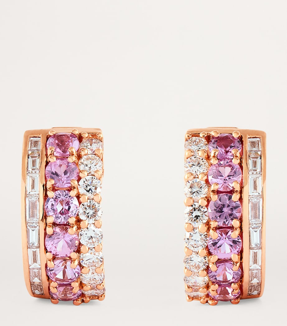 Rose Gold, Pink Sapphire and Diamond Lola Huggie Earrings