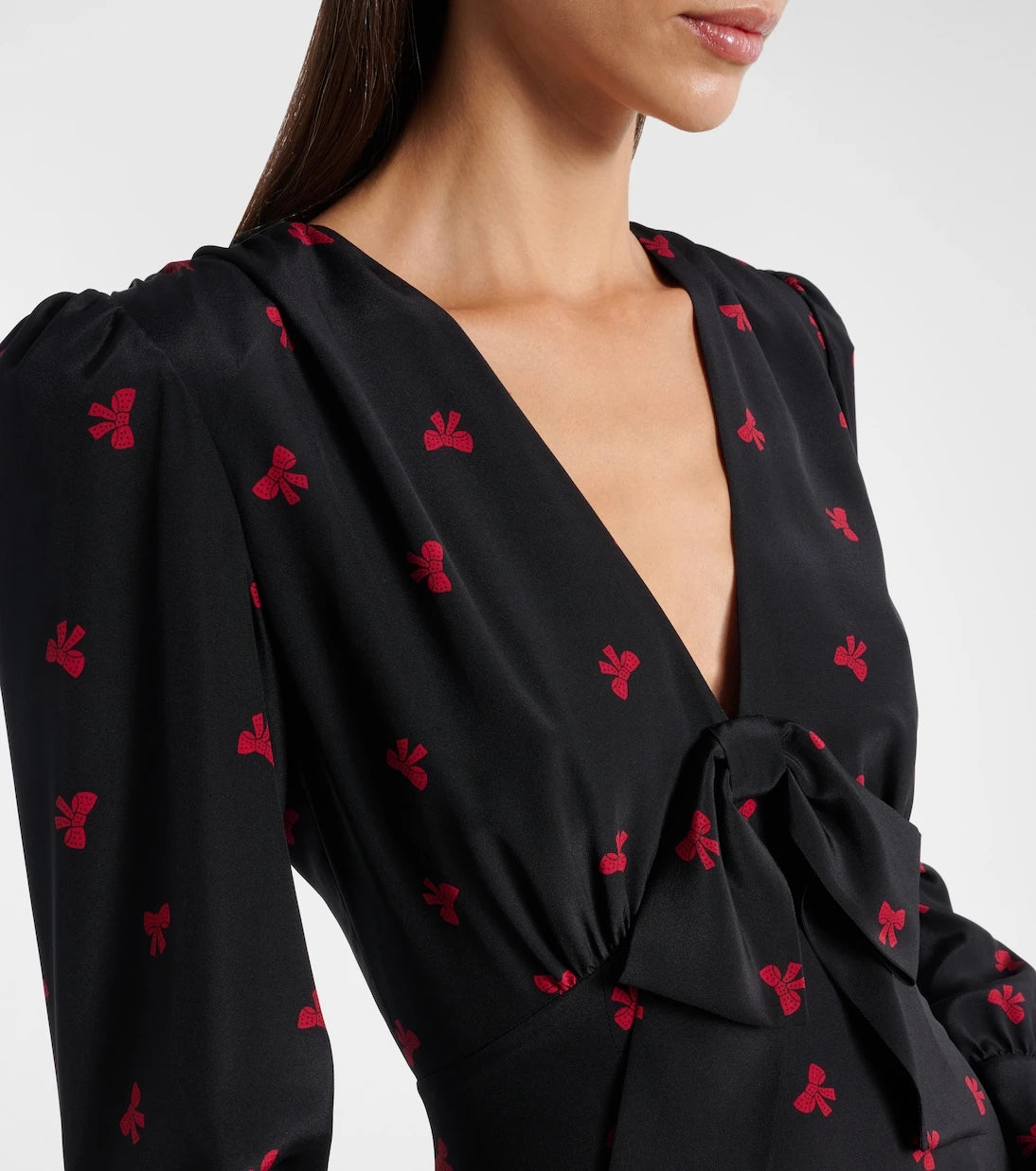 Alessandra Rich - Bow-detail printed silk midi dress