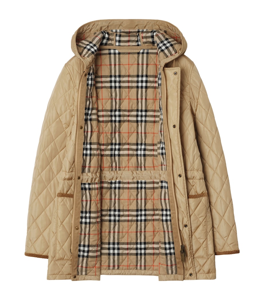 Beige Water-Resistant Quilted Parka