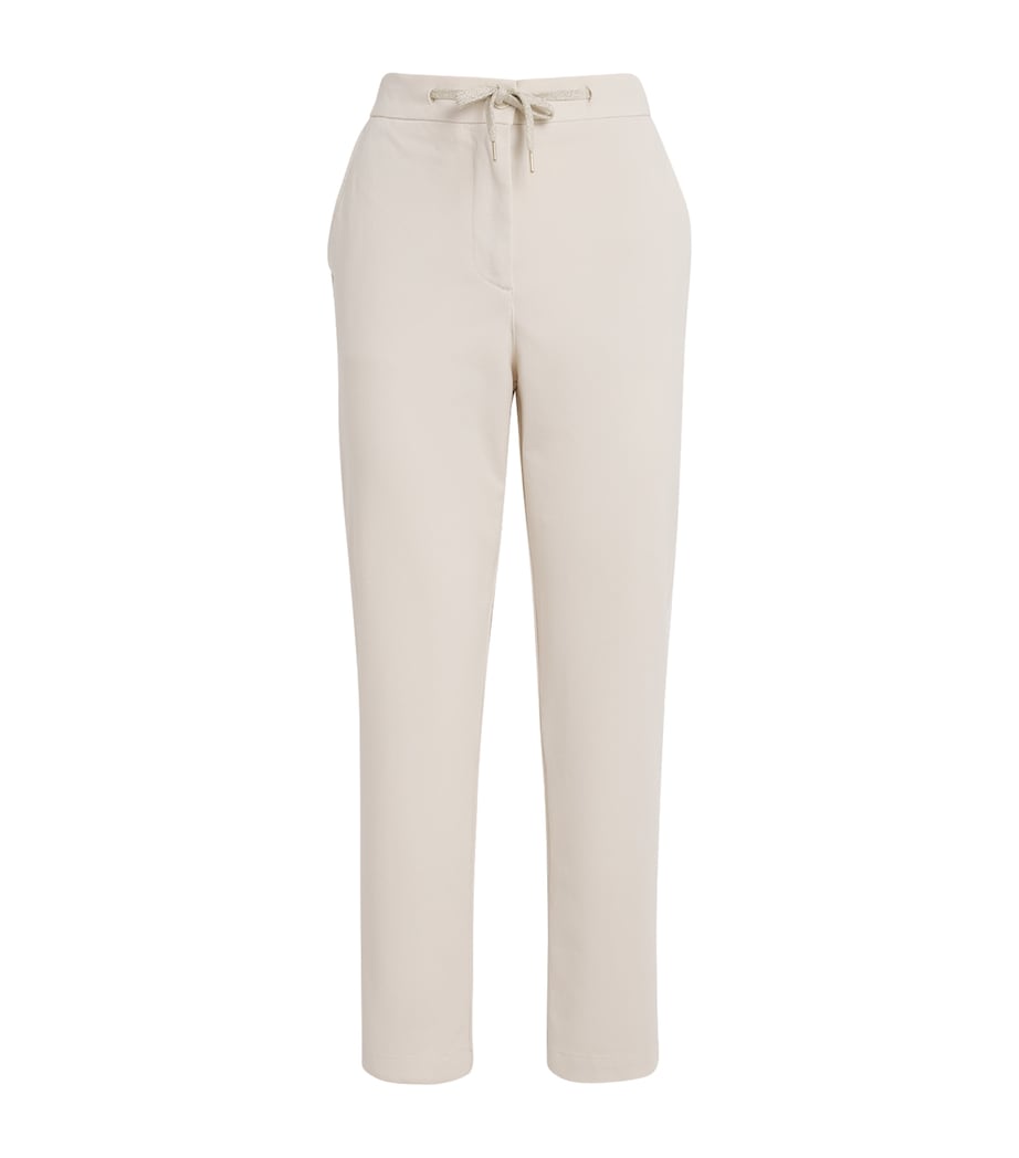 Beige Cotton-Blend Drawstring Trousers