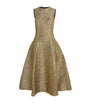 Emilia Wickstead Gold Metallic Seersucker Mara Midi Dress