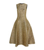 Emilia Wickstead Gold Metallic Seersucker Mara Midi Dress