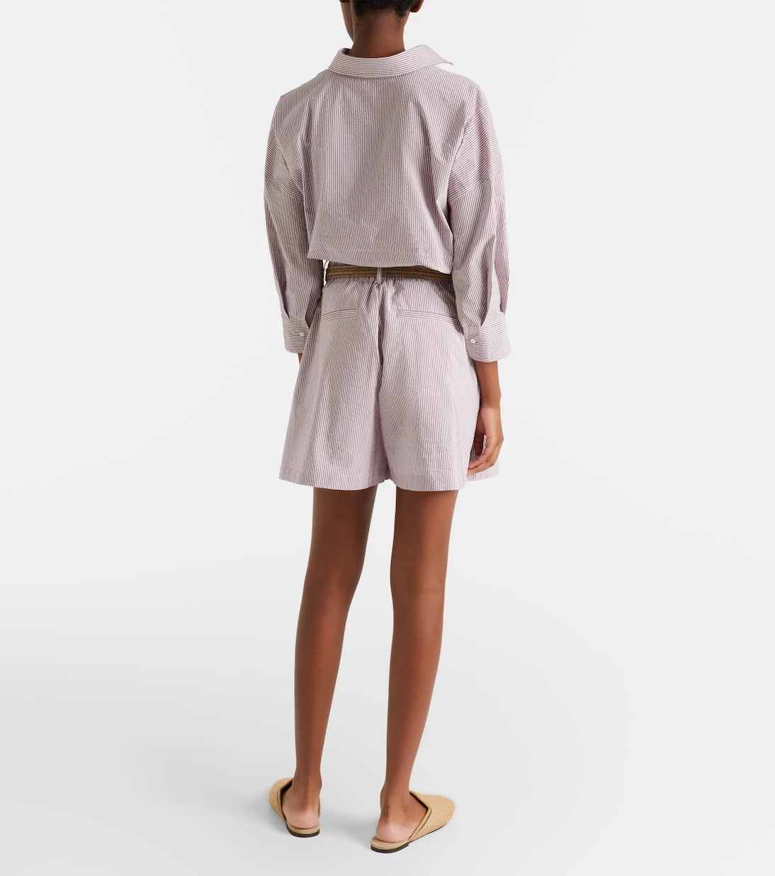 Brunello Cucinelli - Striped cotton-blend Bermuda shorts