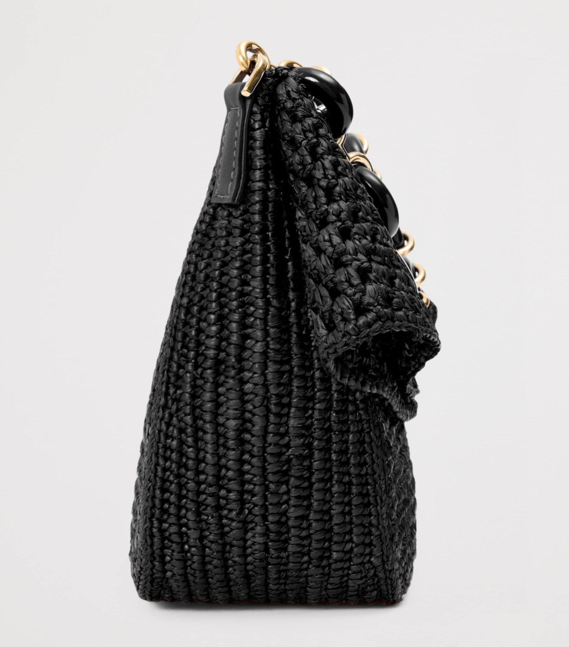 LOEWE Black x Paula's Ibiza Medium Raffia Ola Shoulder Bag