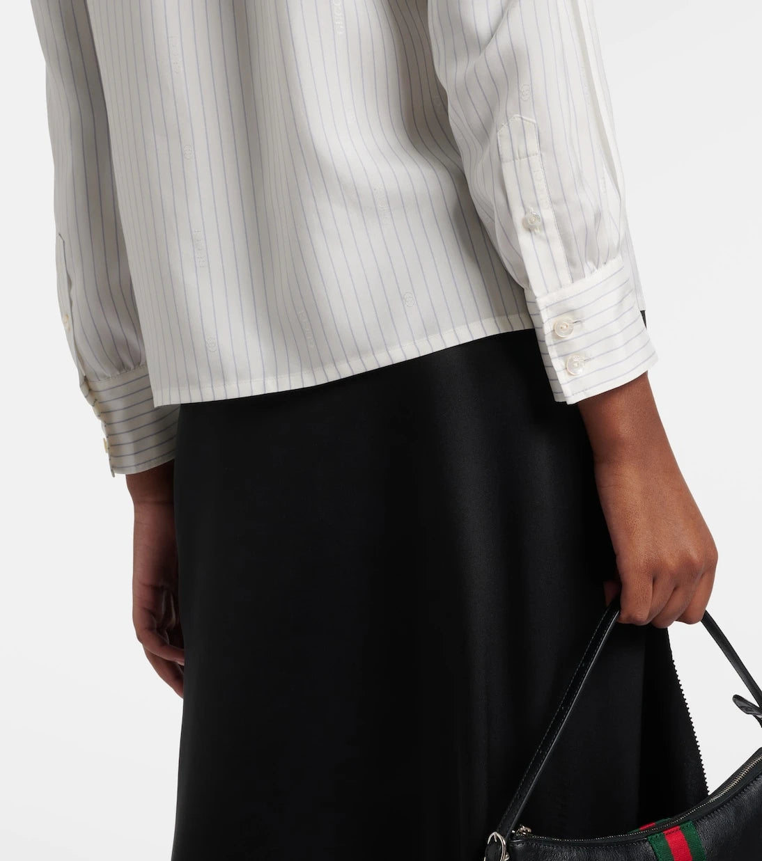 Gucci - Pinstripe tie-neck silk shirt