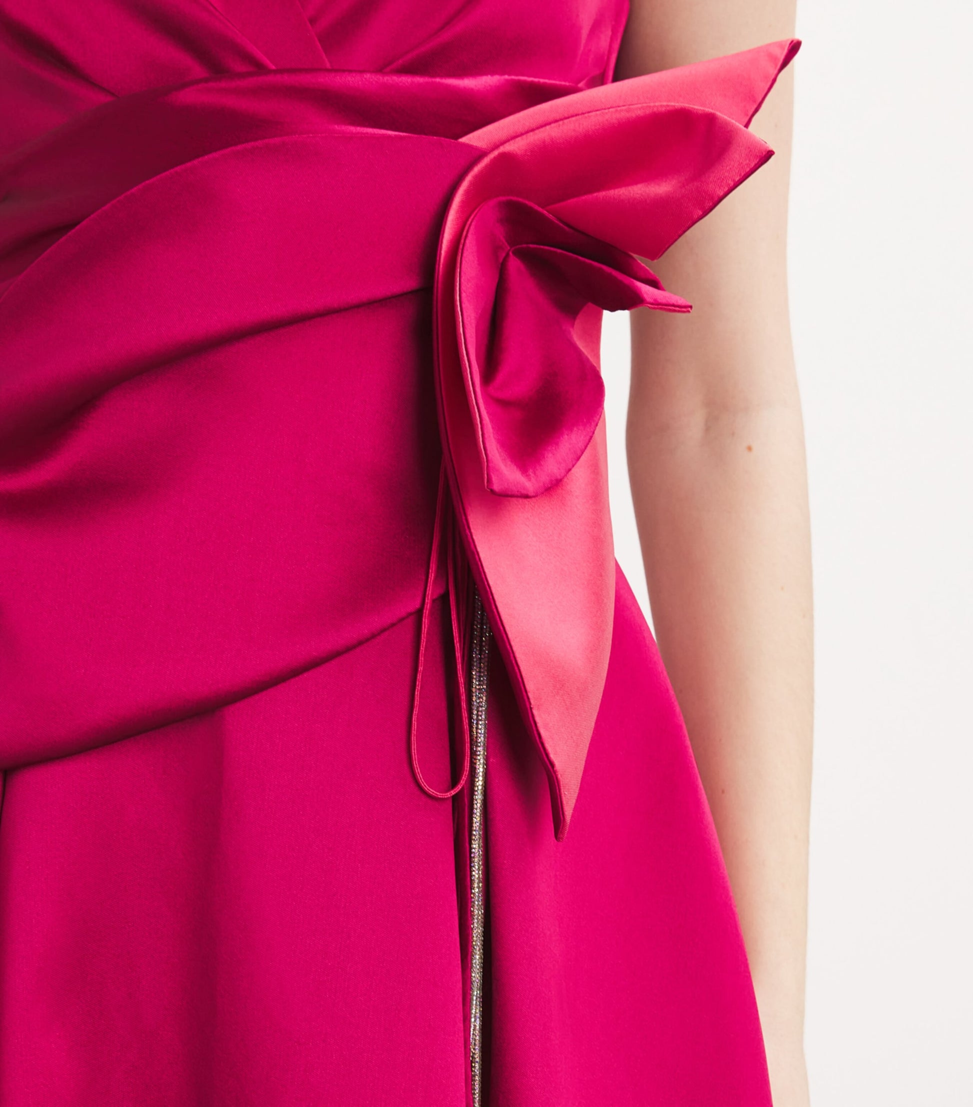 Talbot Runhof Pink Floral Tie-Waist Gown