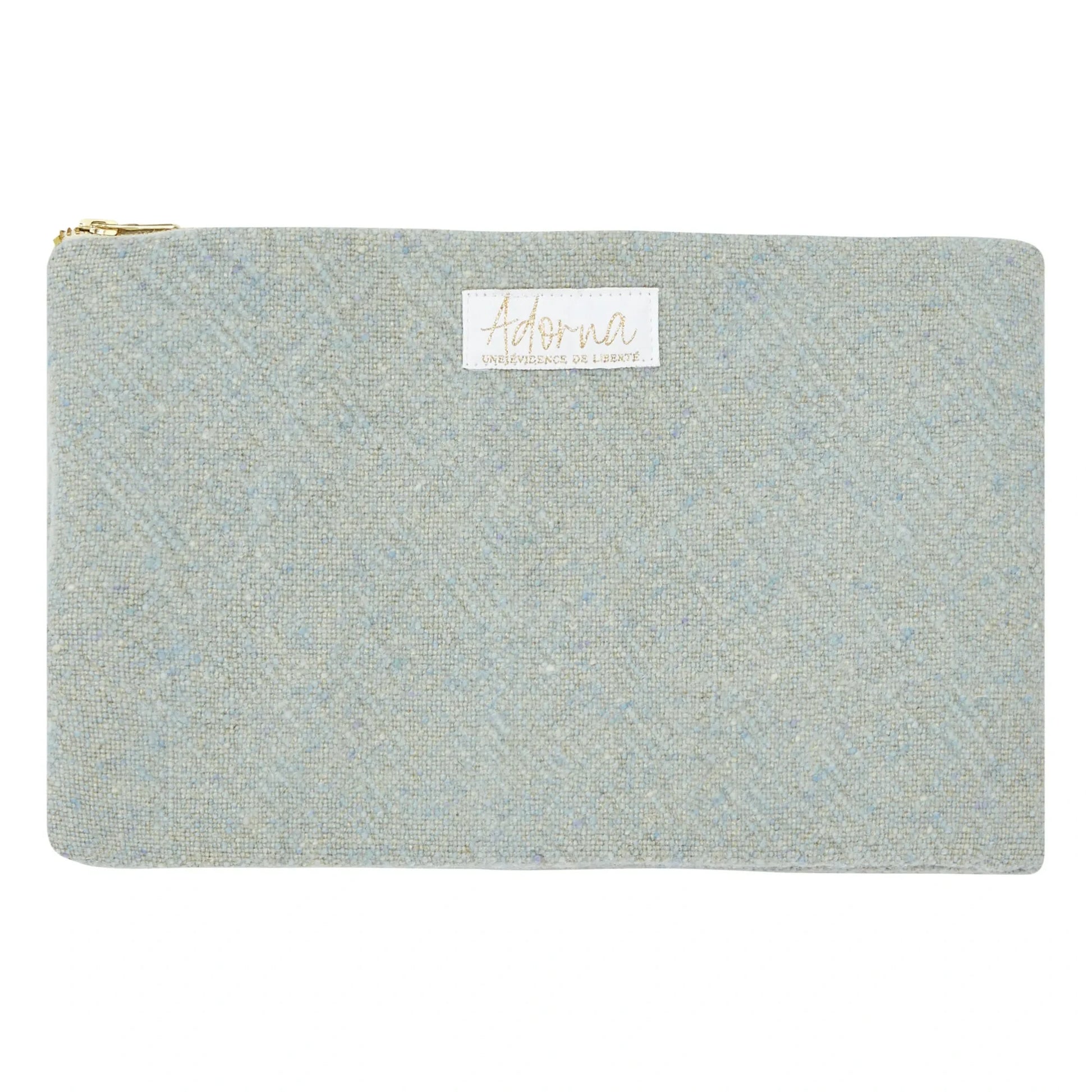 Adorna - Faustine Wool and Linen Clutch Bag | Mottled blue
