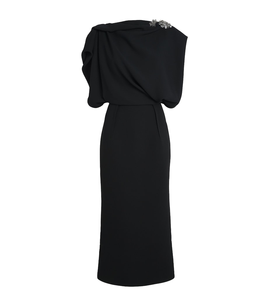 Maticevski Black Crystal-Embellished Protocal Midi Dress