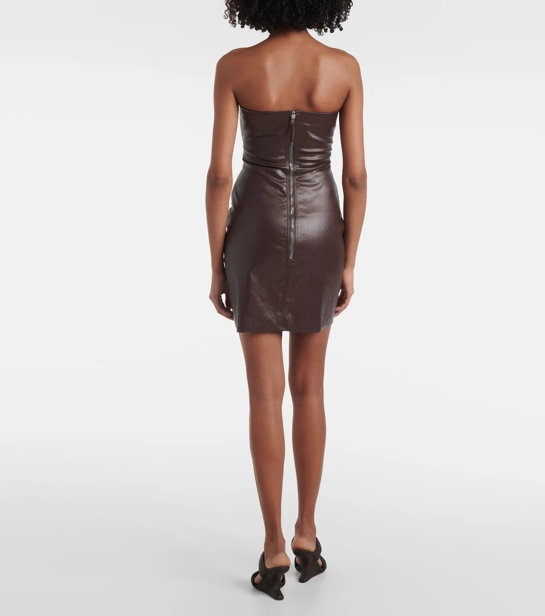 Rick Owens - Prong cutout coated denim bustier dress