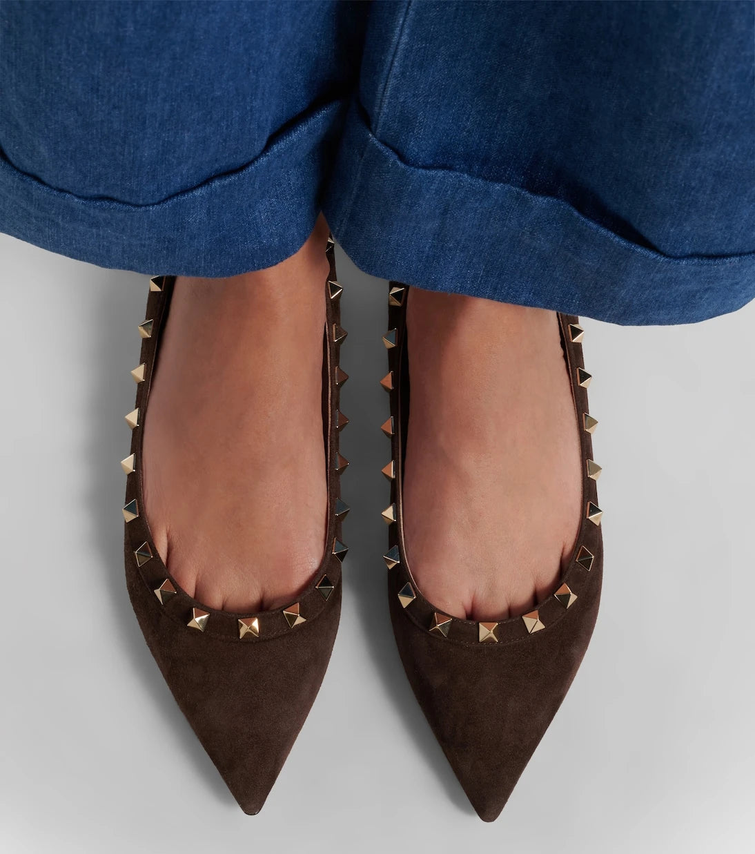 Valentino Garavani - Rockstud suede ballet flats