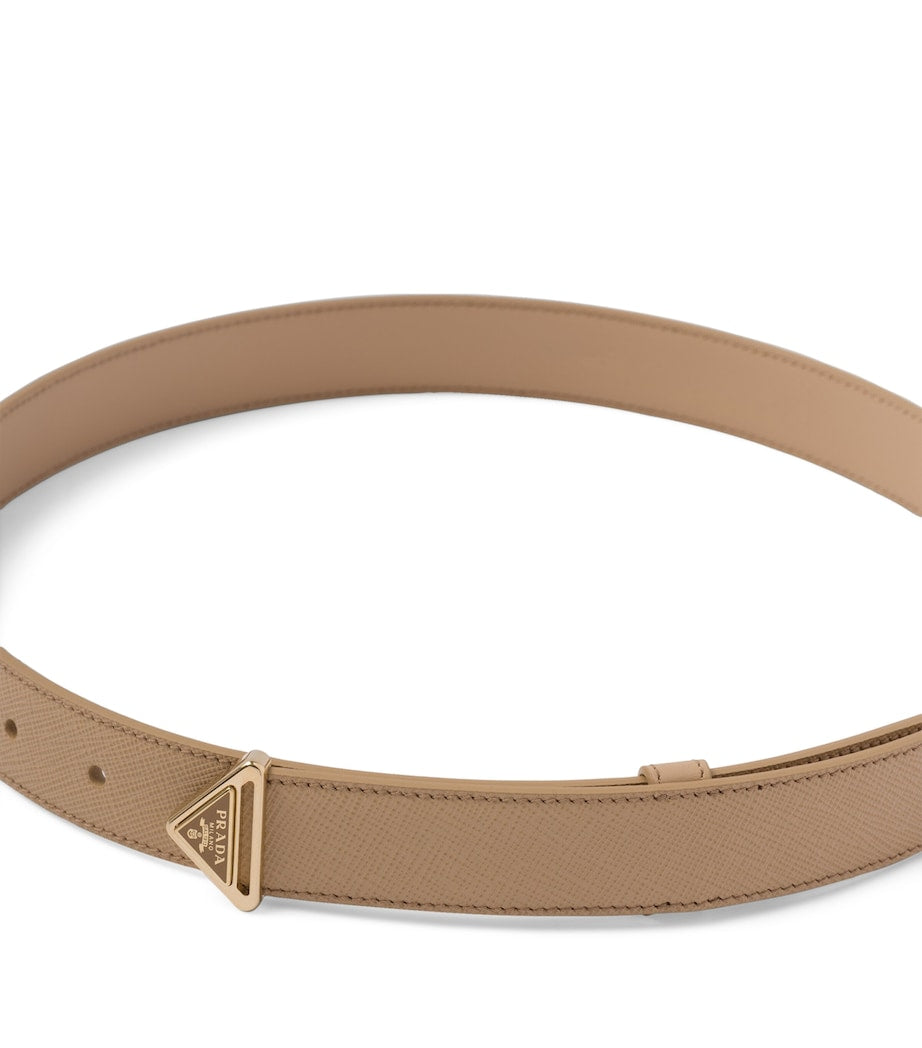 Neutral Saffiano Leather Triangle Belt
