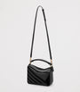 Small Leather Stripe Puzzle Edge Top-Handle Bag