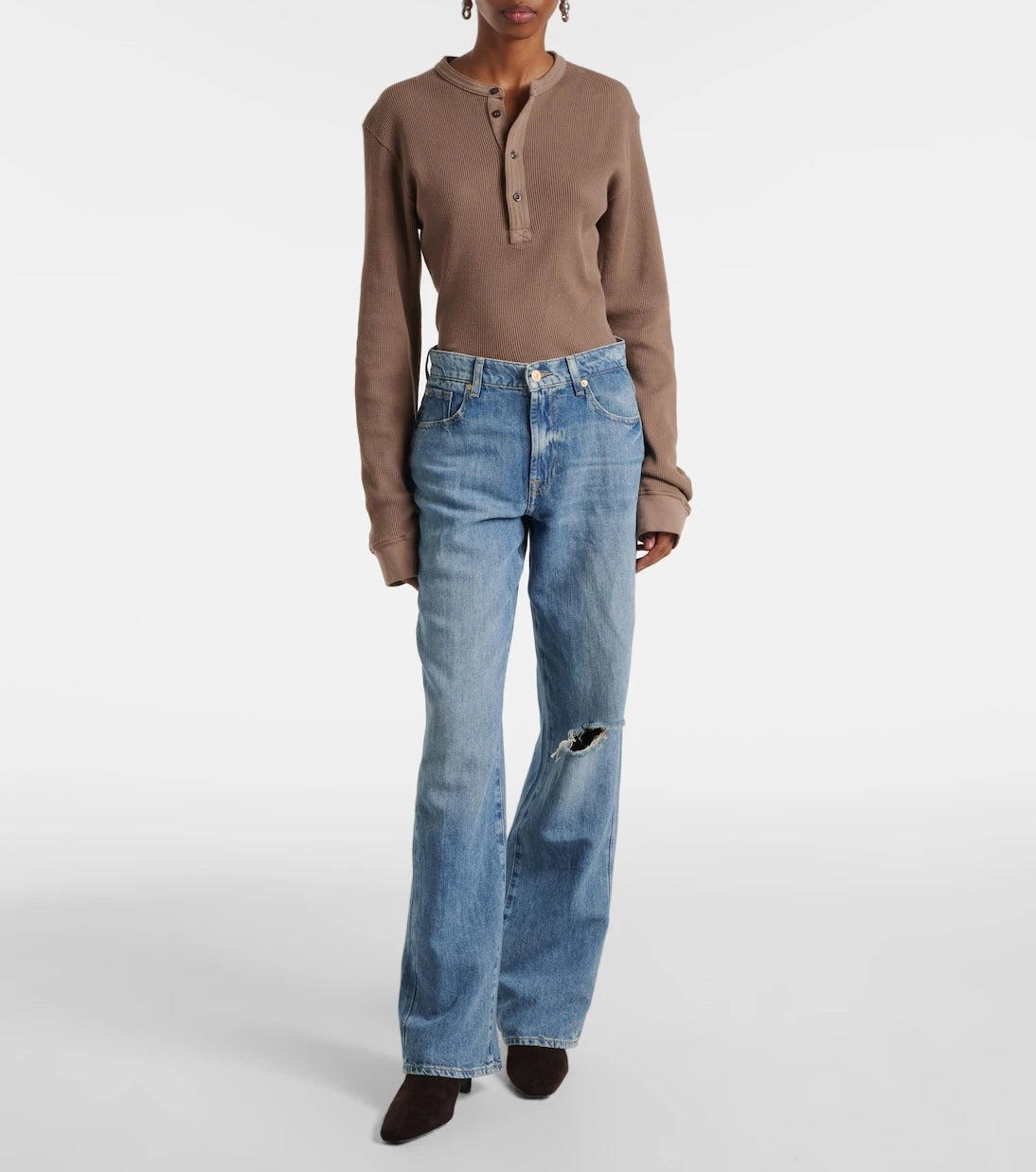 7 For All Mankind - Tess distressed wide-leg jeans