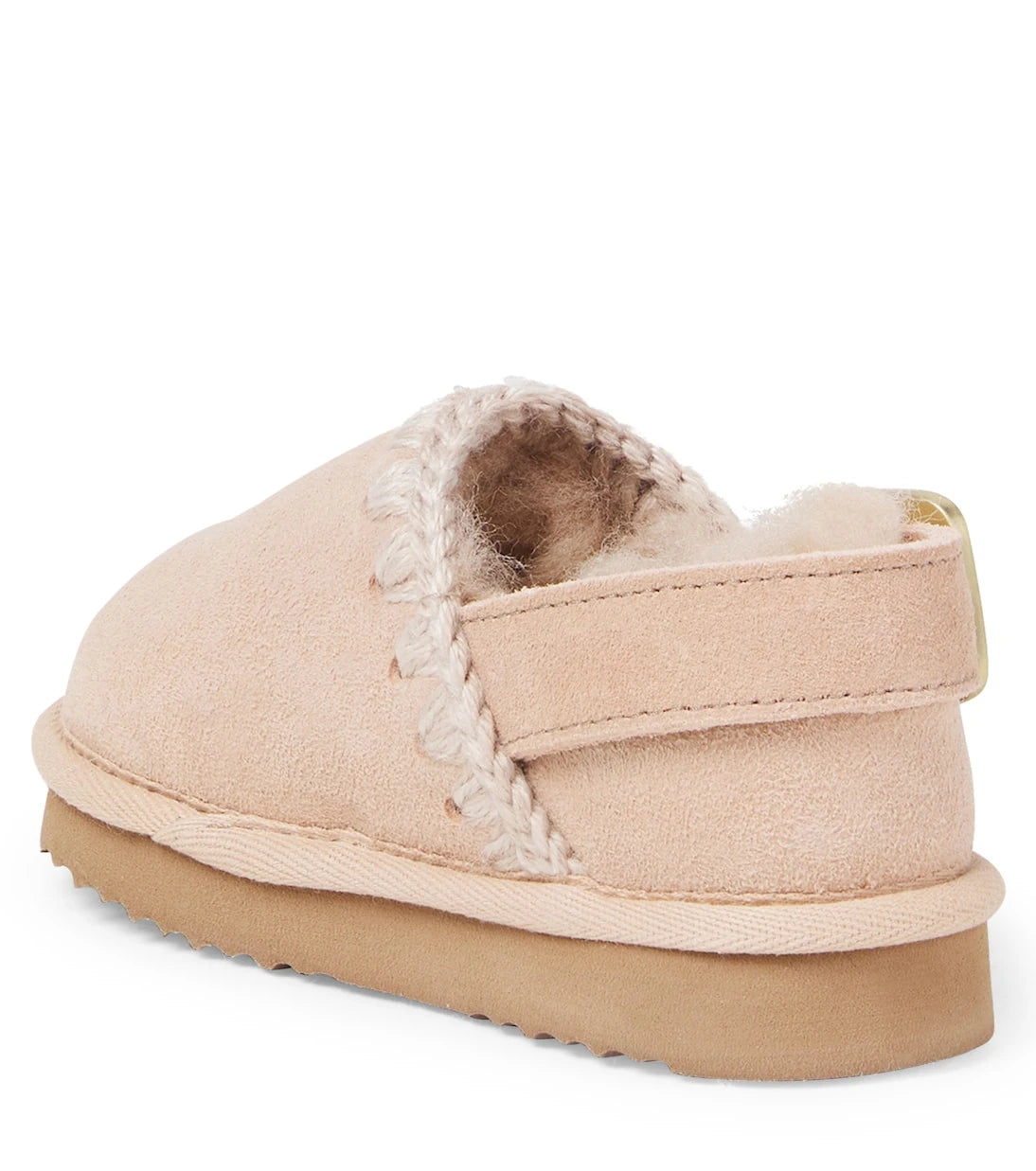 Mou Kids - Embroidered shearling-lined suede clogs