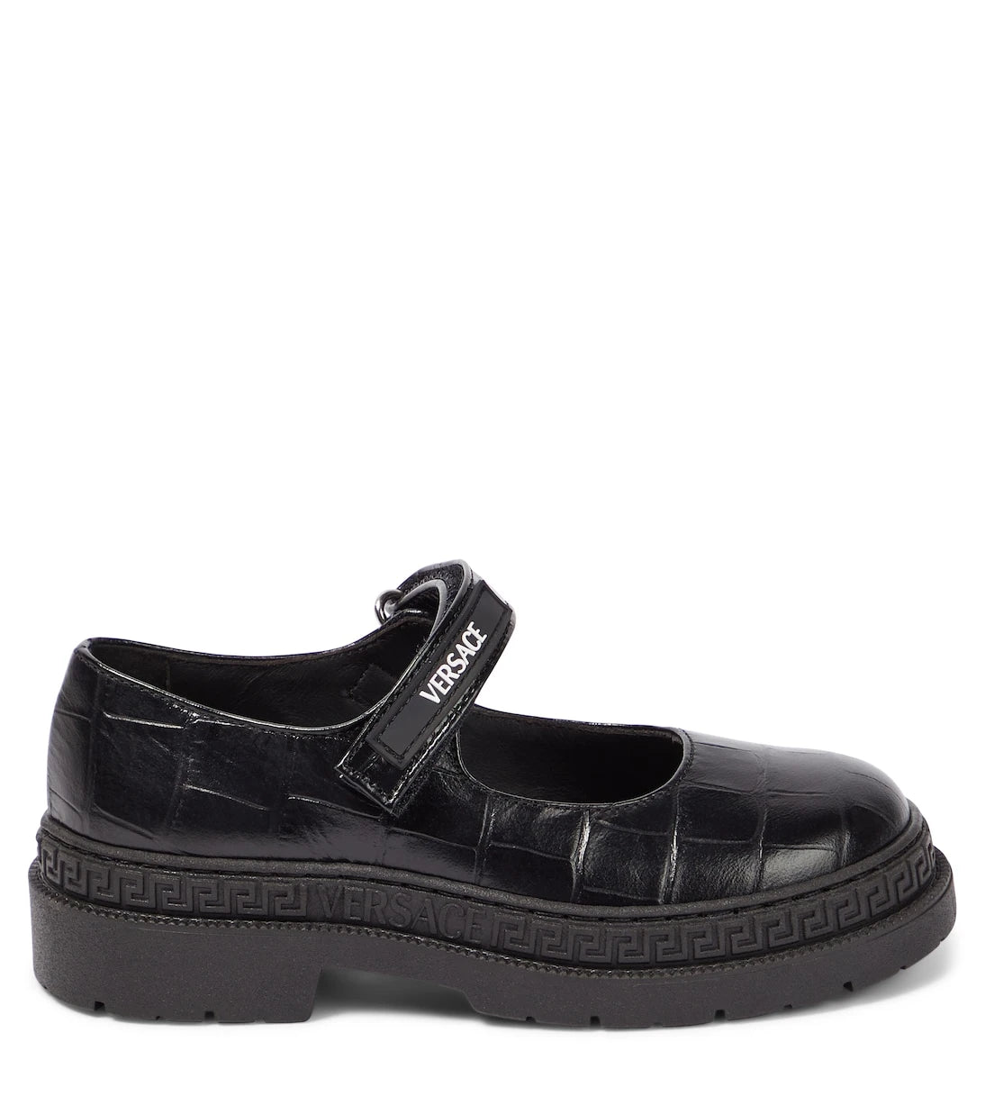 Versace Kids - Croc-effect leather Mary Jane flats