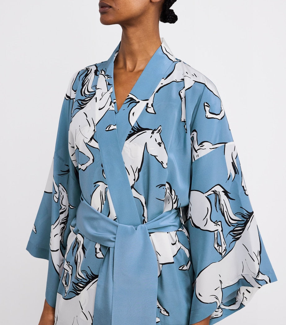 Blue Silk Amaya Cordelia Robe