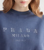 Prada Blue Short-Sleeve Logo Sweatshirt