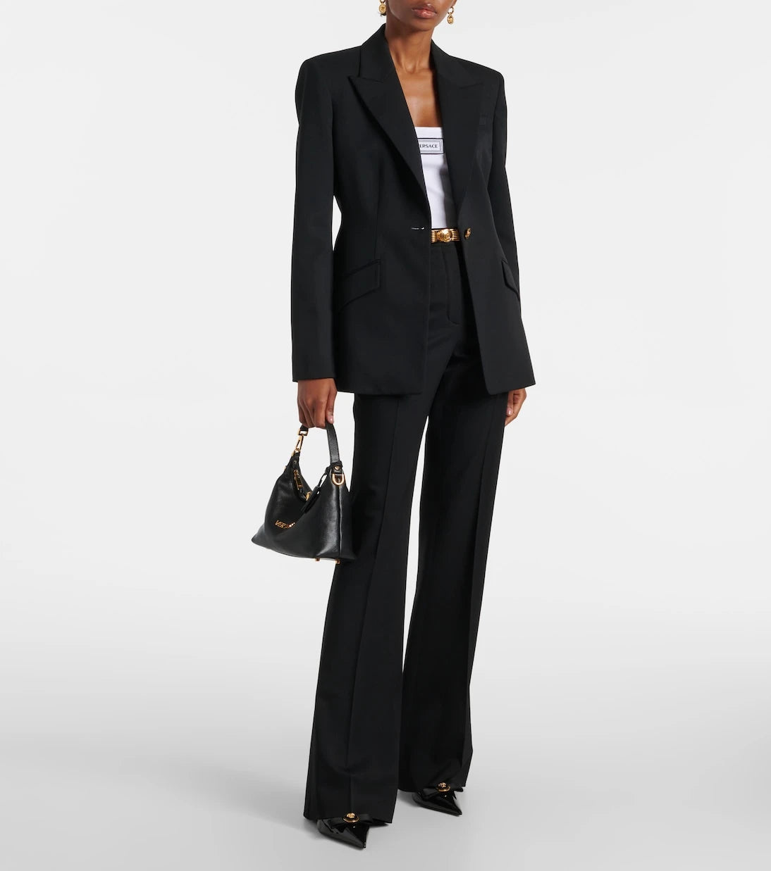 Versace - High-rise wool-blend flared pants