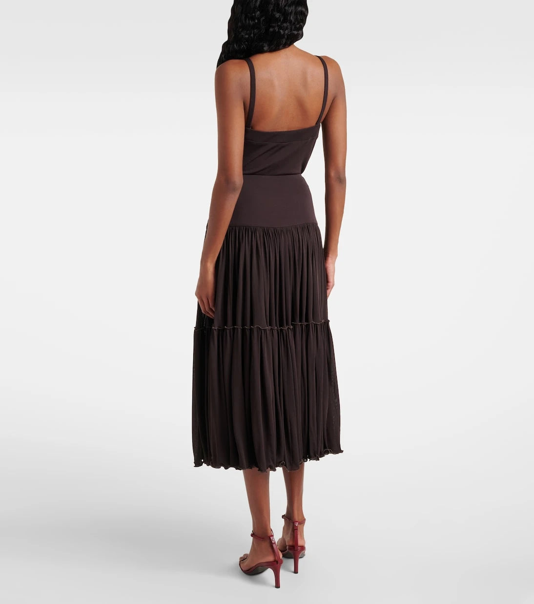 Jil Sander - Pileli krep şifon midi etek