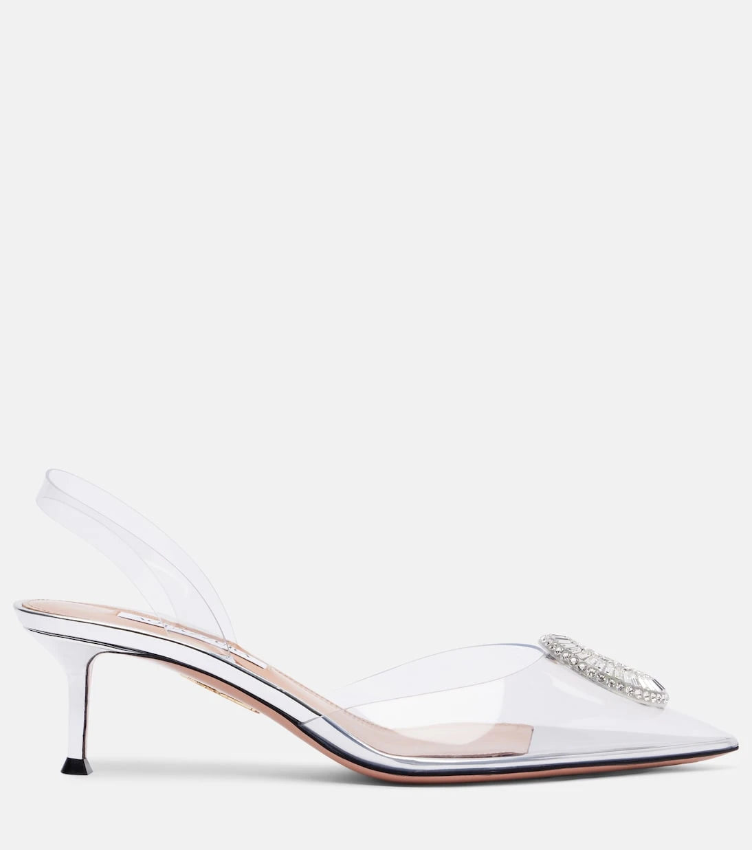 Aquazzura - Crystal Hoop 50 PVC slingback pumps
