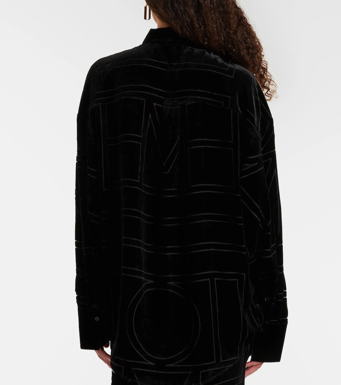 Toteme - Logo oversized velvet devoré shirt