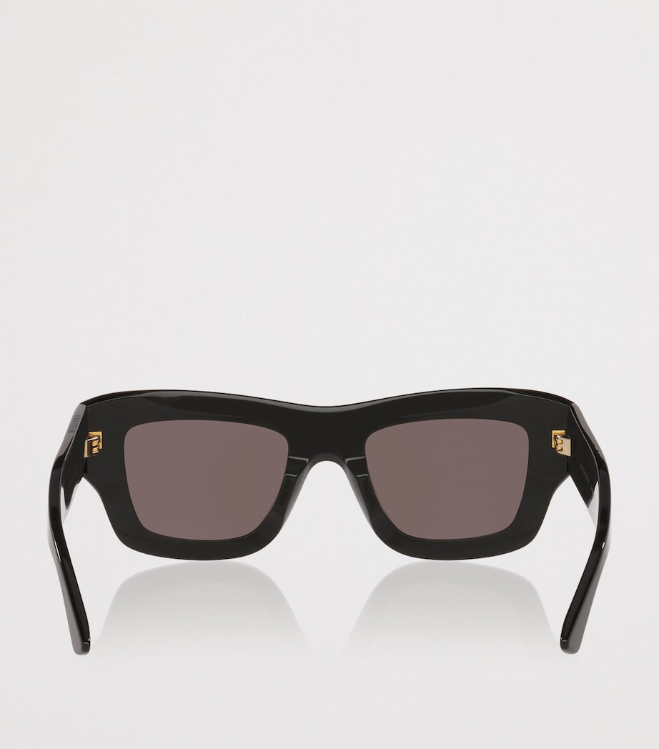 Bottega Veneta Black Rectangular Sunglasses