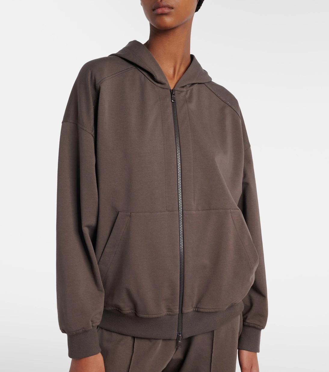 Brunello Cucinelli - Monili cotton zip-up hoodie