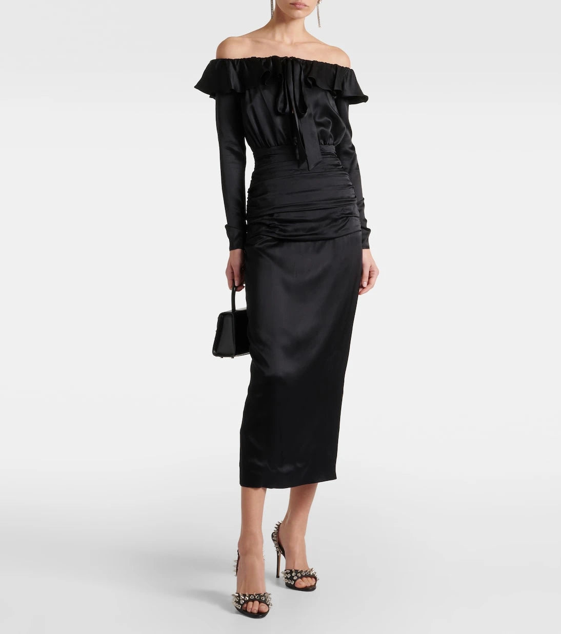Alessandra Rich - Off-shoulder silk midi dress