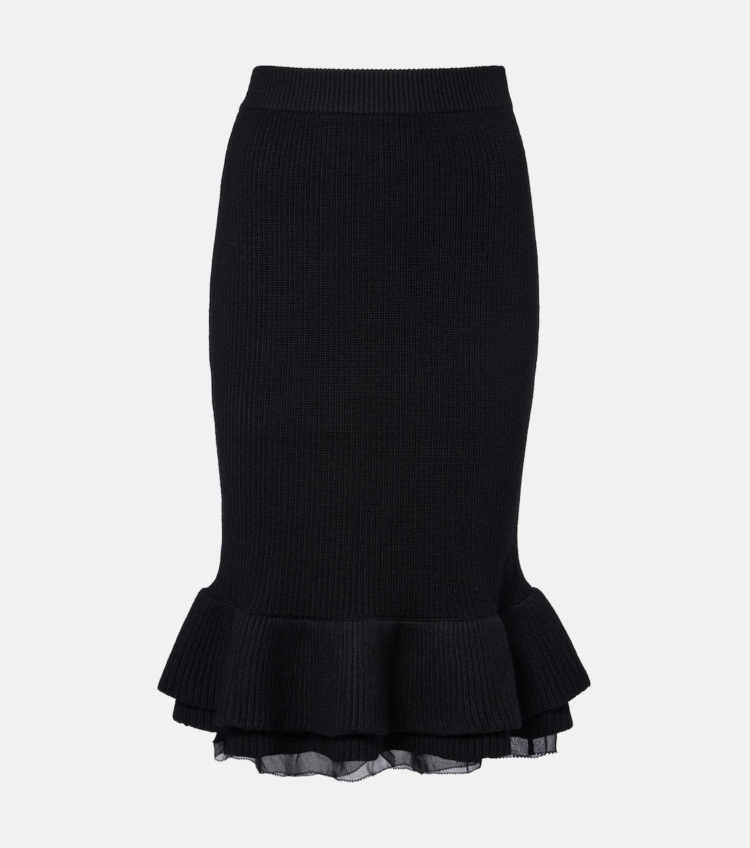 Nina Ricci - تنورة ميدي بيبلم من مزيج الصوف