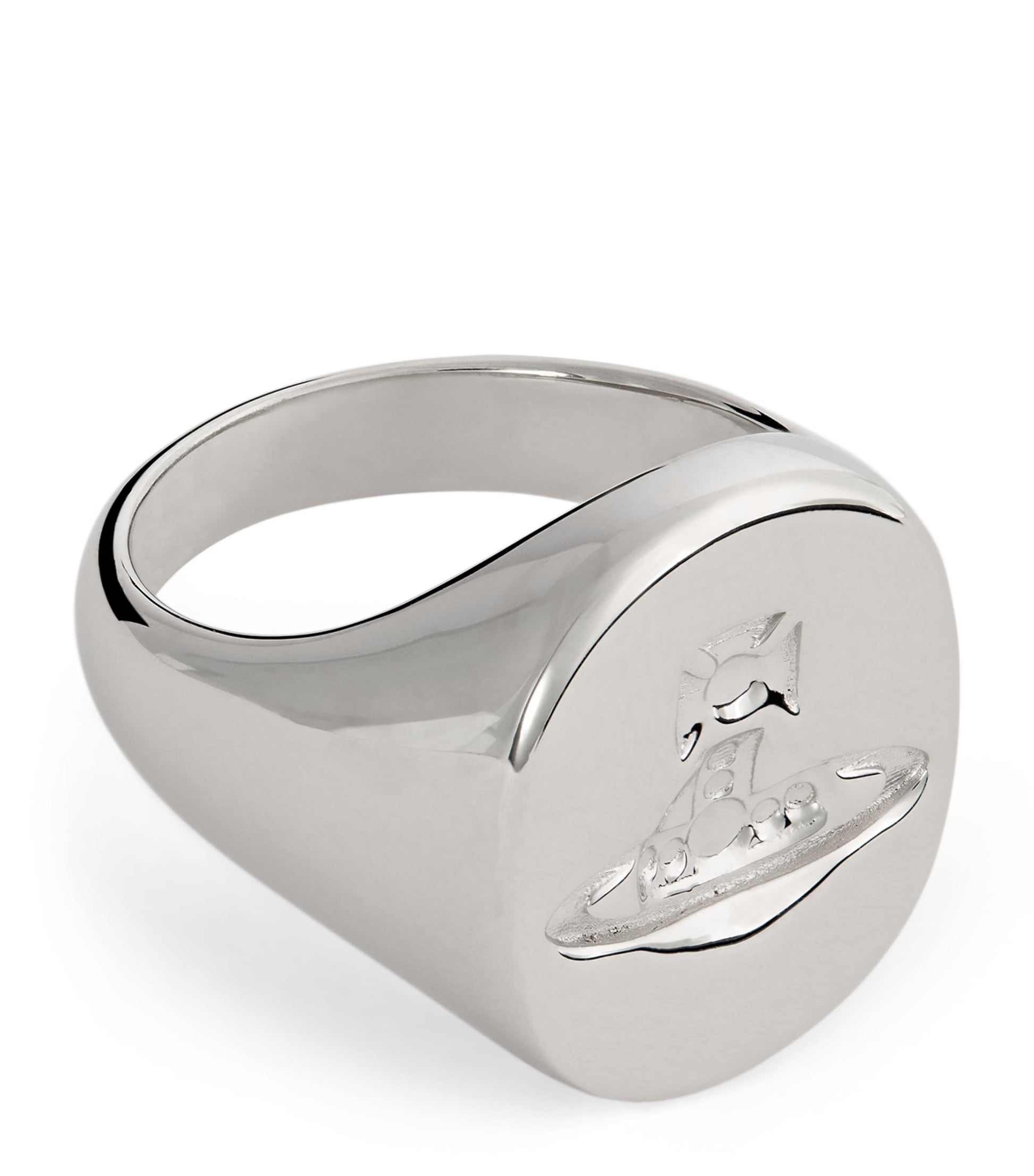 Rhodium-Plated Sterling Silver Orb Signet Ring