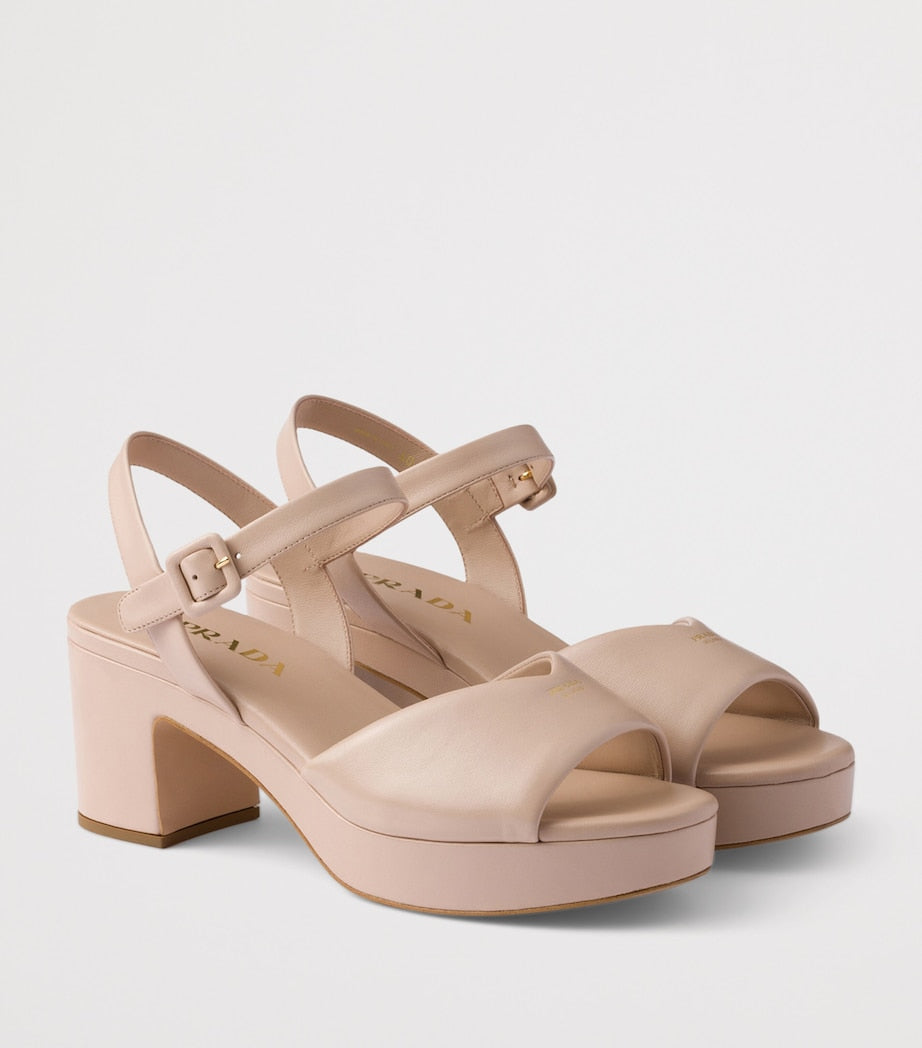 Prada Leather Padded Heeled Sandals 65