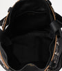Black Leather Buckled Bucket Bag