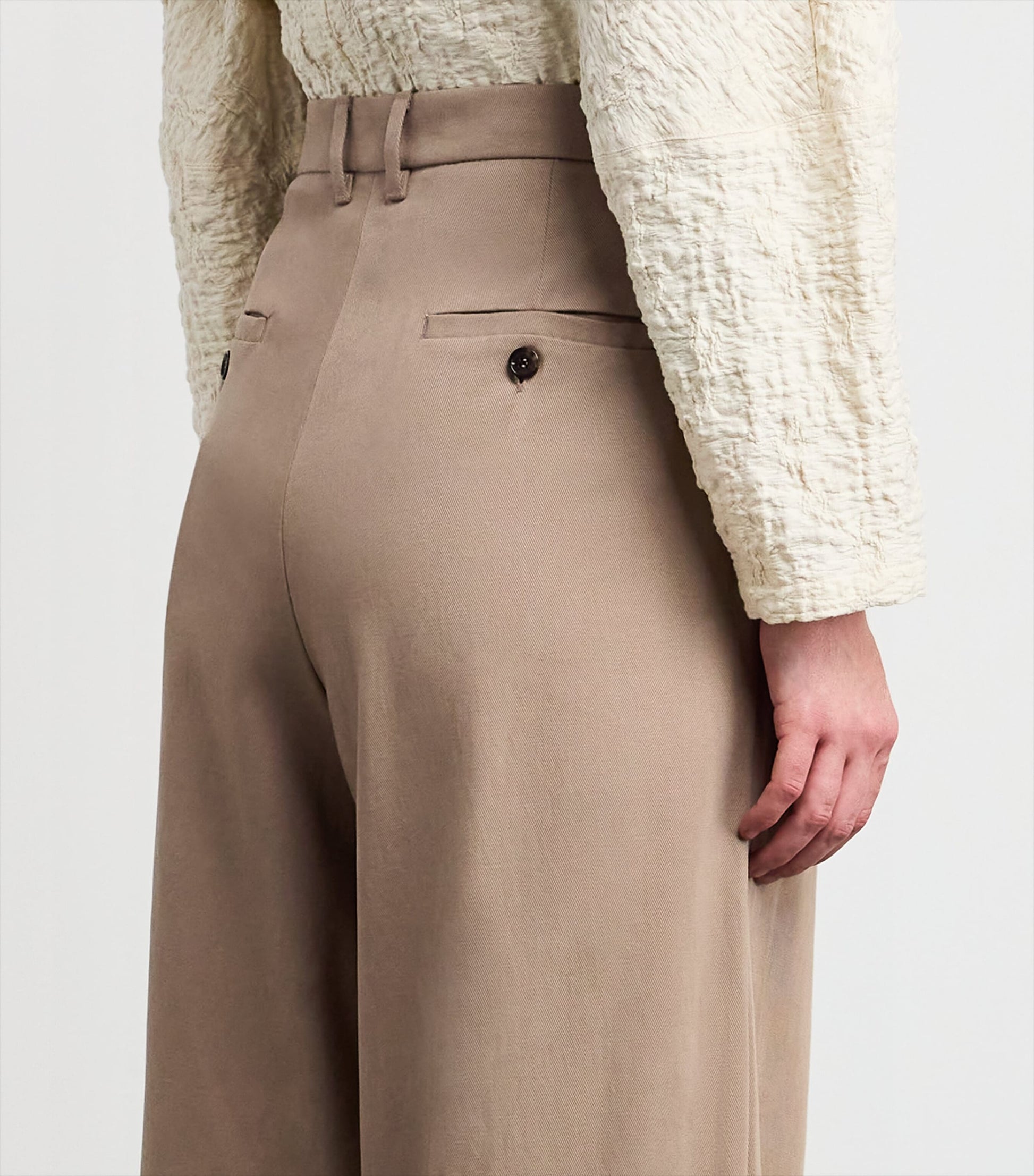 Stretch-Drill Wide-Leg Trousers