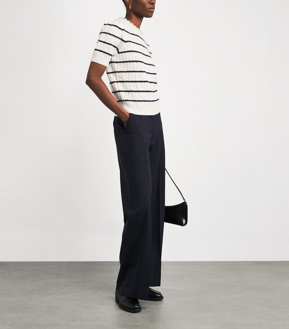 Beige Wool-Cashmere Stripe Sweater