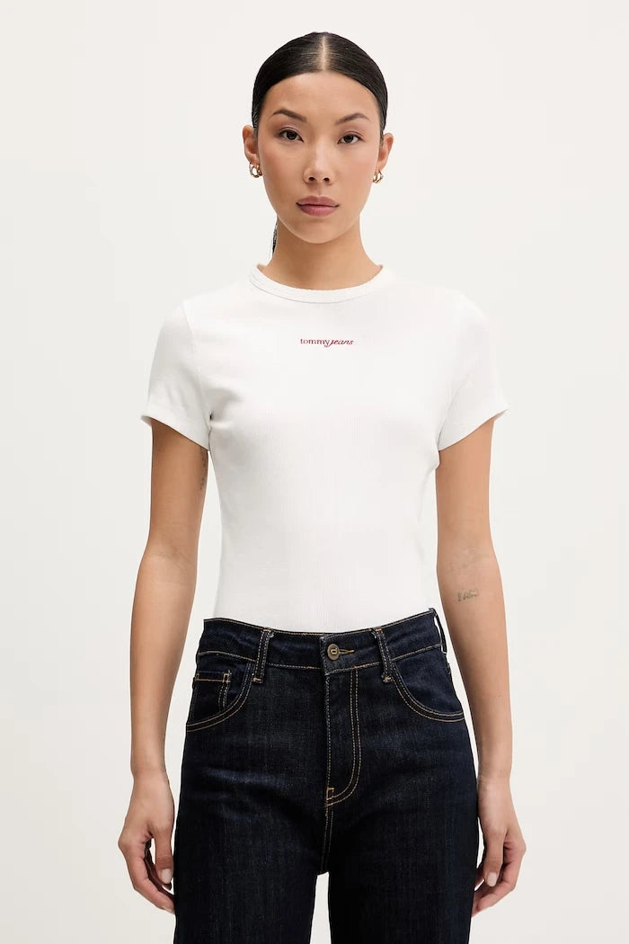 Tommy Jeans kadın pamuklu elastan tişört