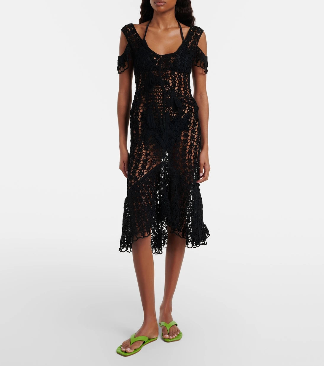 JW Anderson - Ruffled crochet cotton midi dress