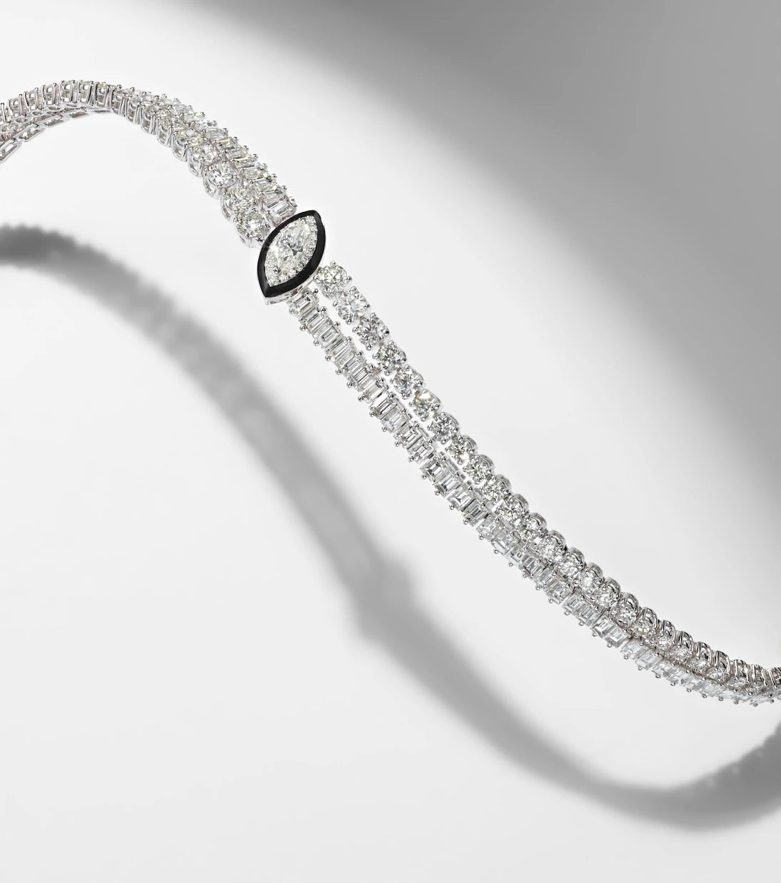 Kamyen - 18kt white gold and enamel choker with diamonds