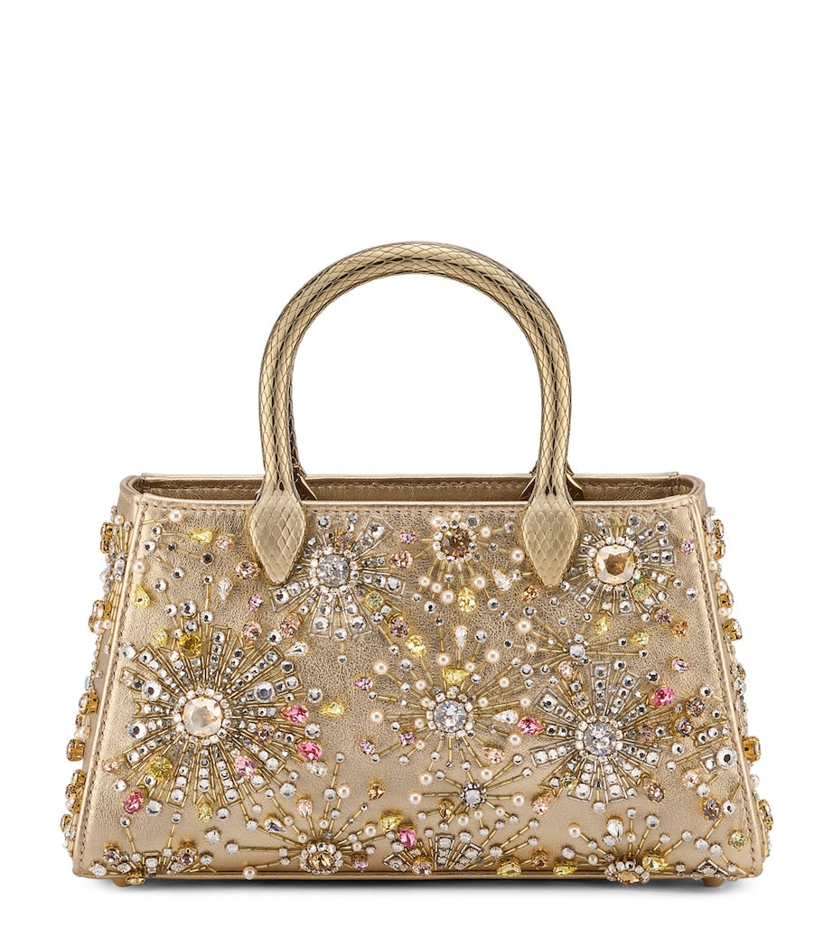 Bvlgari Gold Leather Serpentine Duette Top-Handle Bag