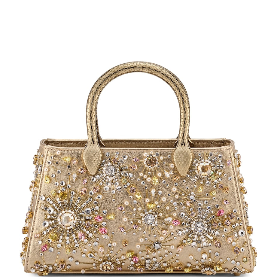 Bvlgari Gold Leather Serpentine Duette Top-Handle Bag
