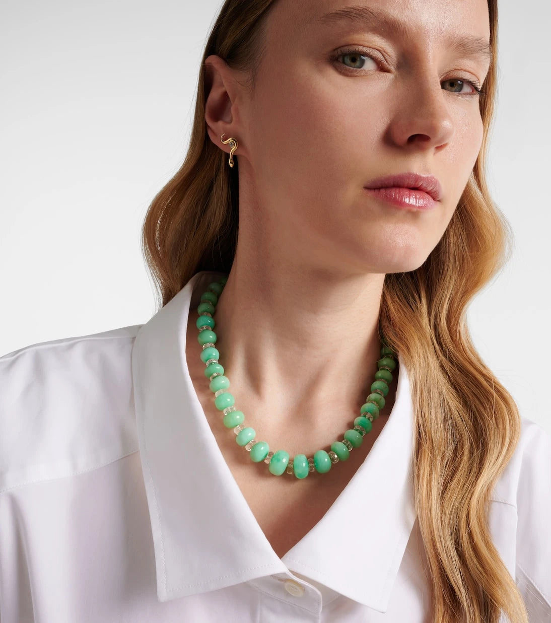 Ileana Makri - Beaded necklace with chrysoprases, topaz, and diamonds