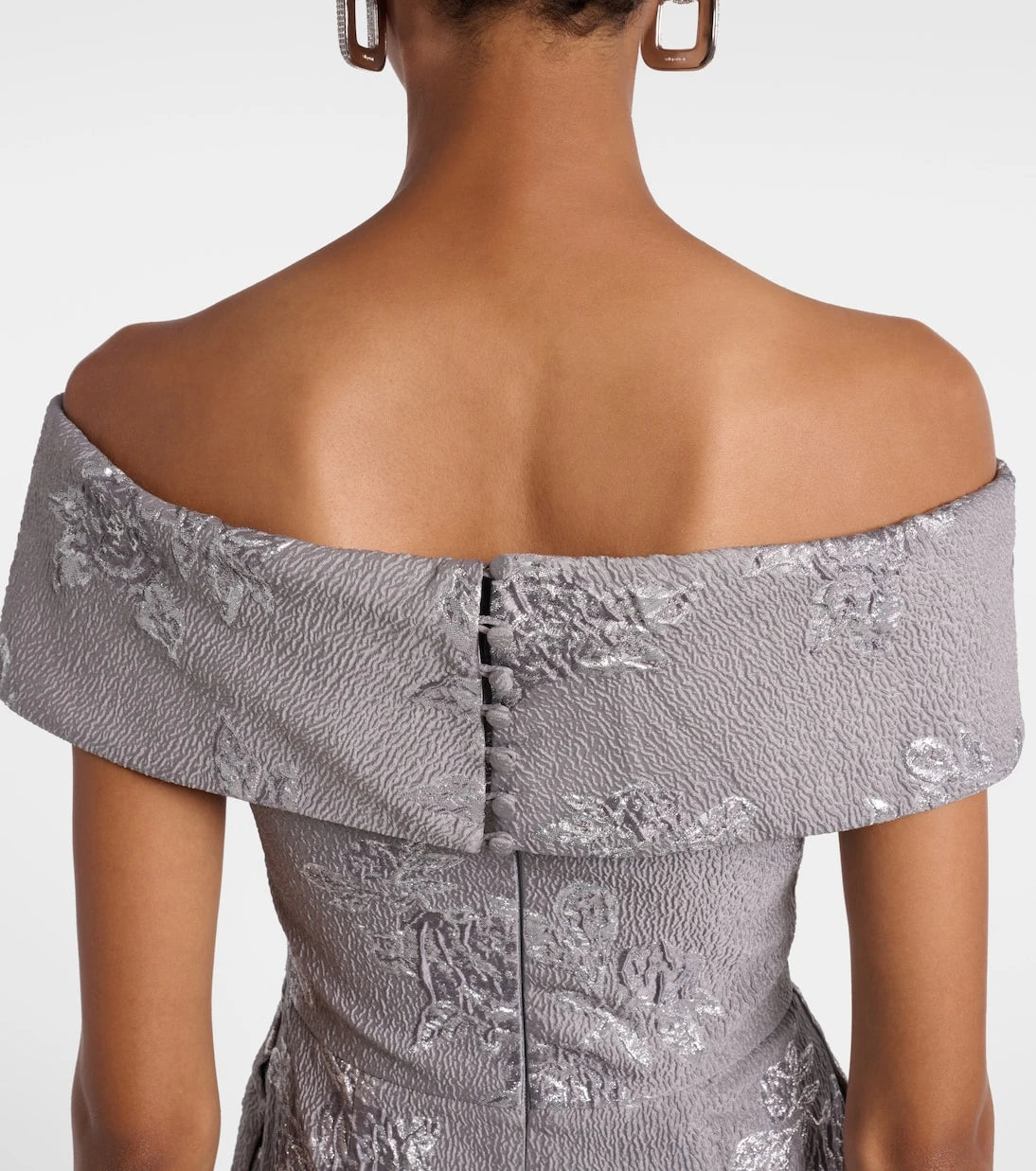 Rebecca Vallance - Ruth off-shoulder brocade bustier gown