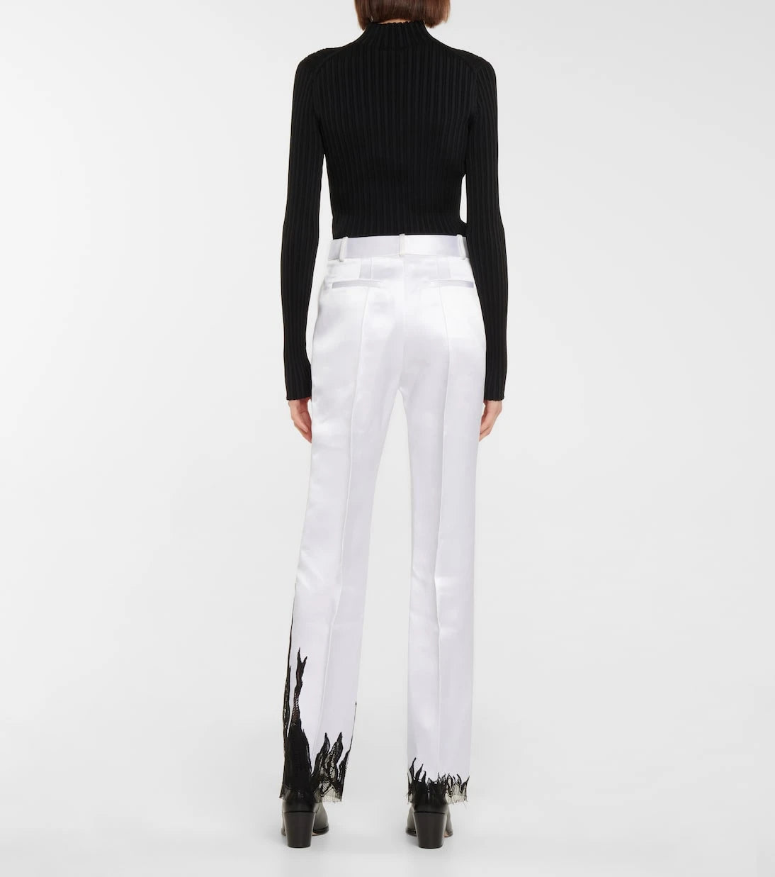 Peter Do - Lace-trimmed satin straight pants