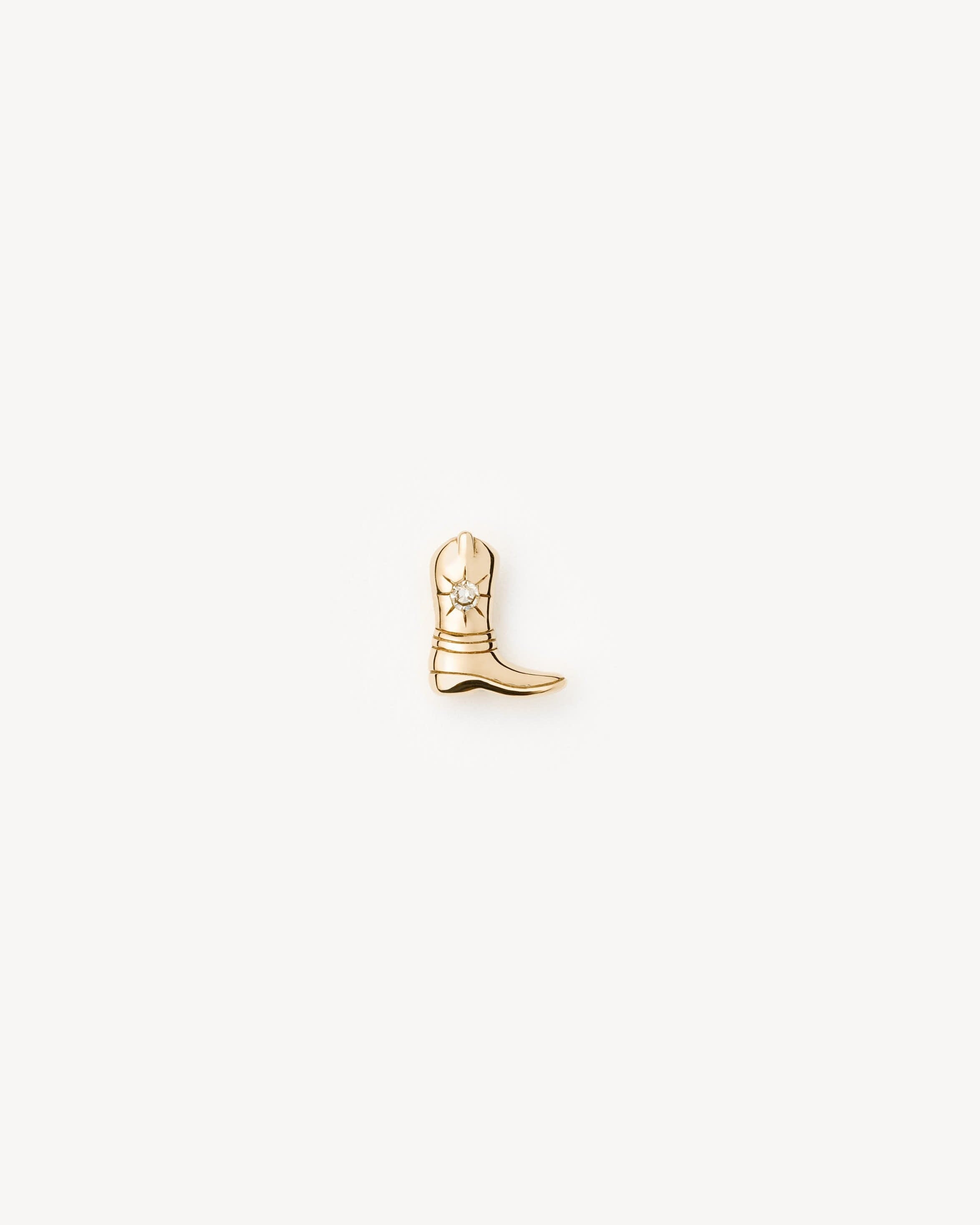 Fine Cowboy Boot Single Stud Earring | 14ct Solid Gold/Diamond Earrings Missoma 