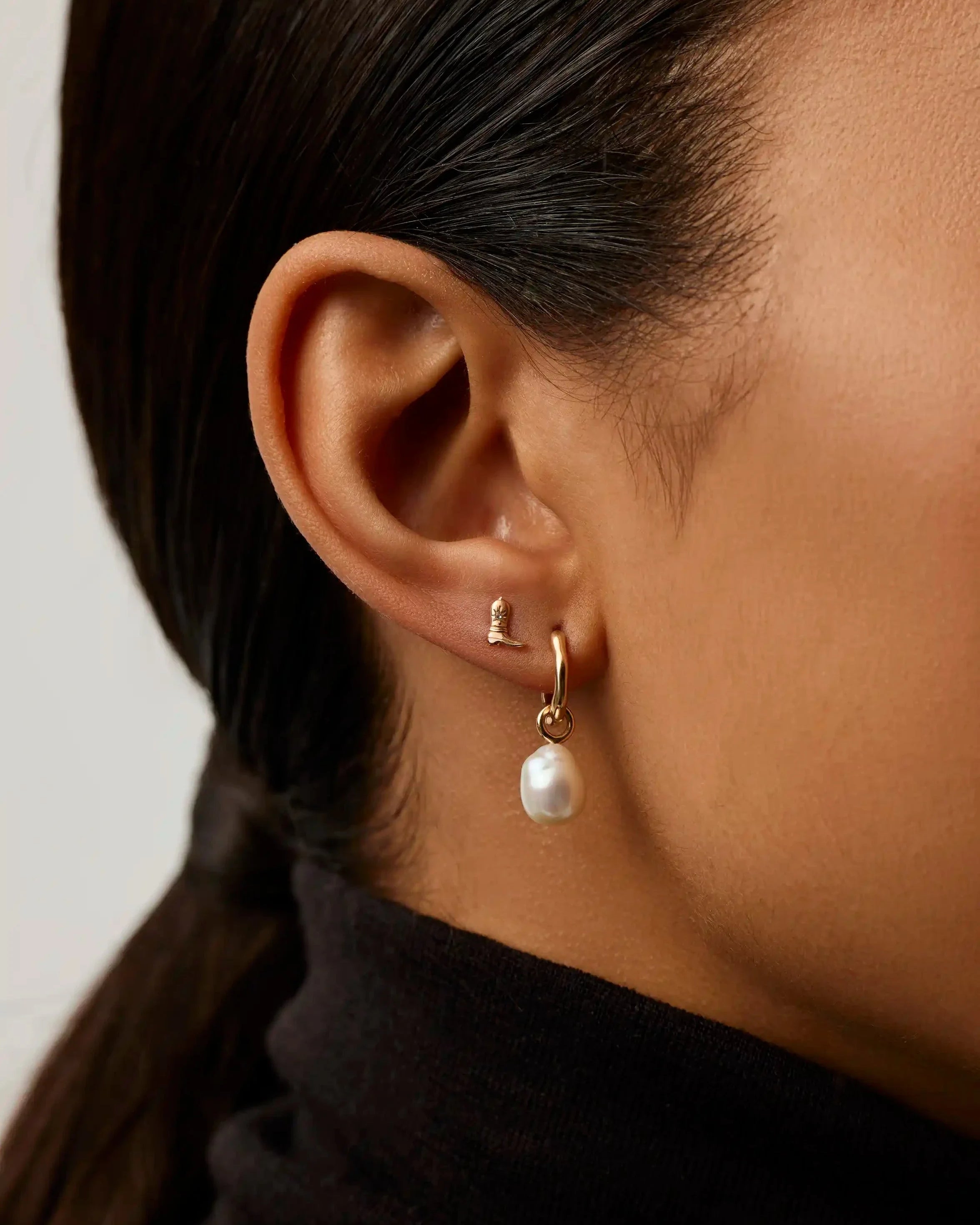 Fine Cowboy Boot Single Stud Earring | 14ct Solid Gold/Diamond Earrings Missoma 