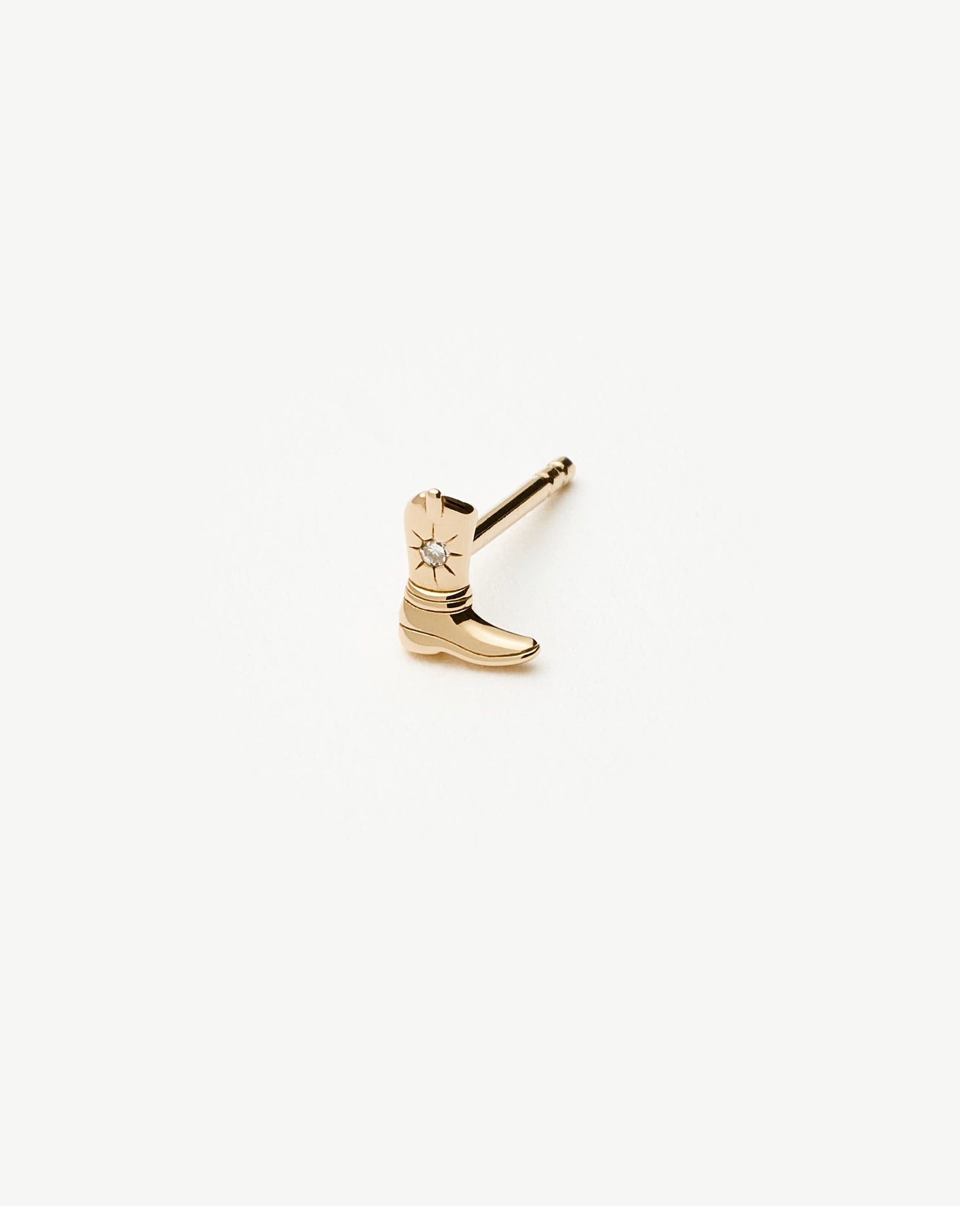 Fine Cowboy Boot Single Stud Earring | 14ct Solid Gold/Diamond Earrings Missoma 