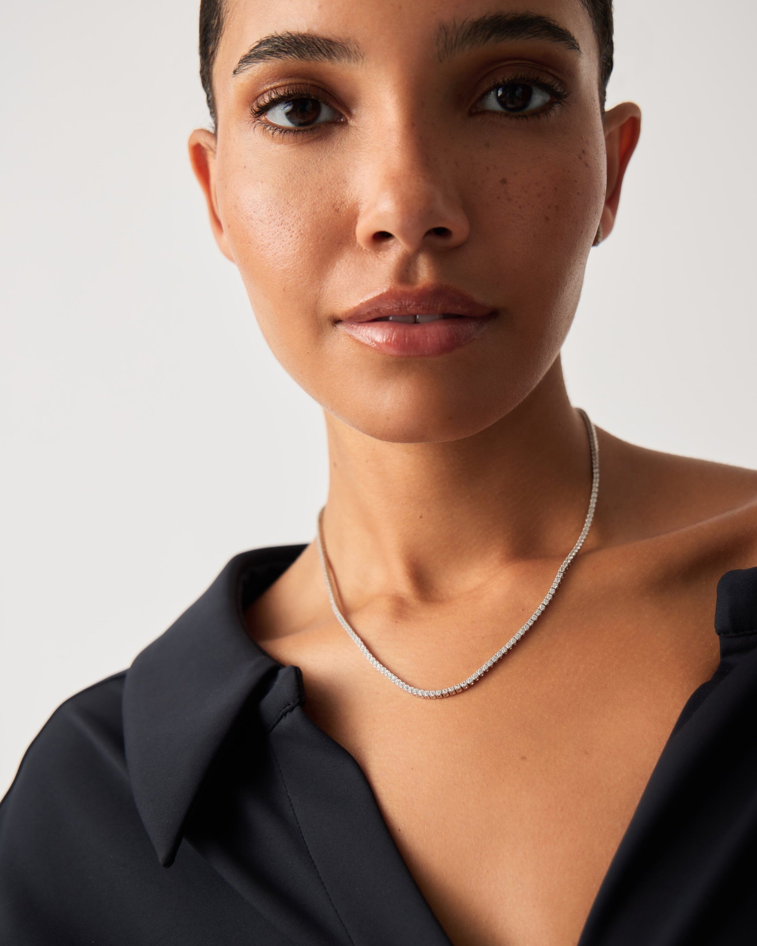 Fine Diamond Tennis Necklace | 14ct Solid White Gold Diamond Necklaces Missoma 