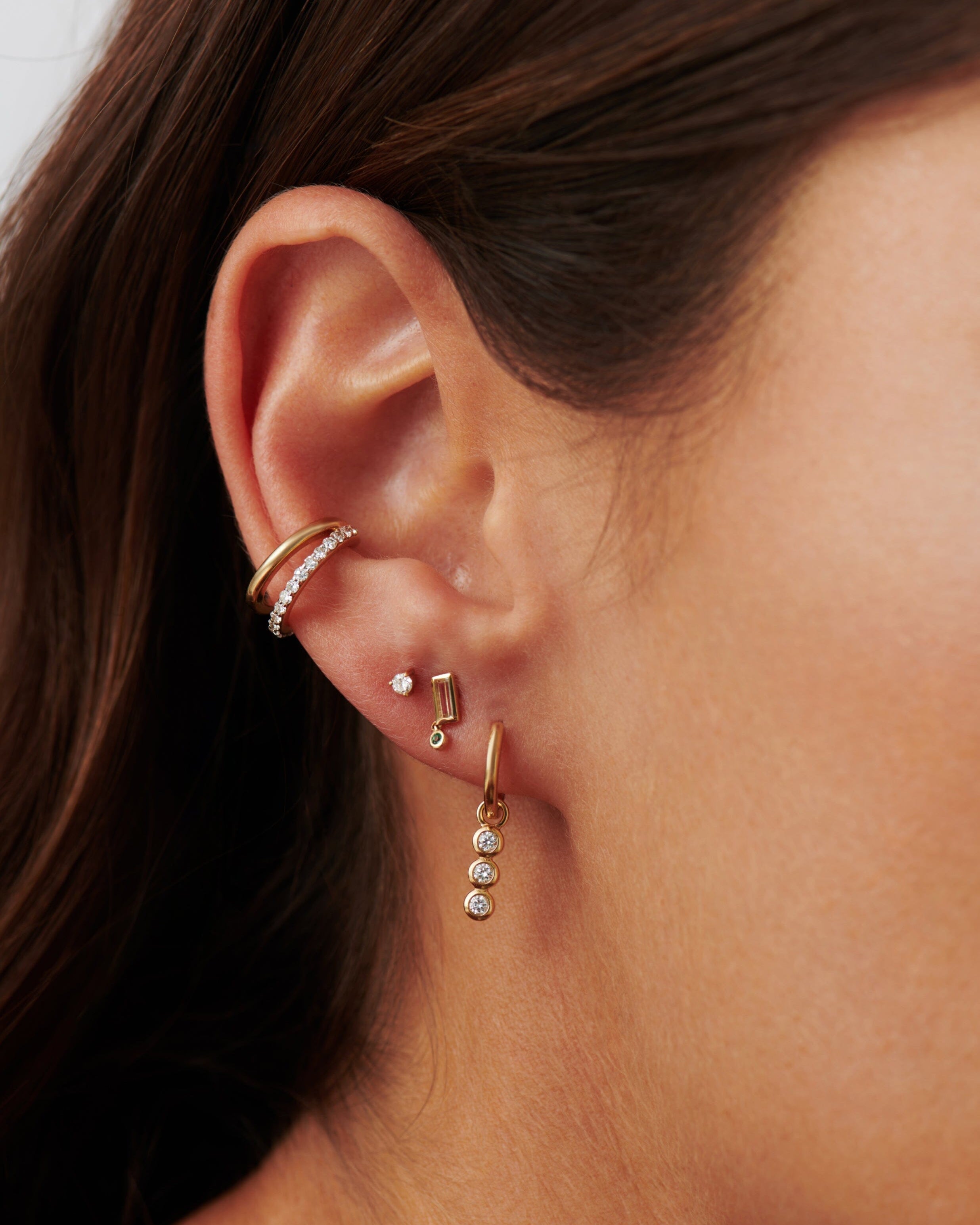 Fine Emerald Single Drop Stud Earring Earrings Missoma 