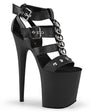 8" Heel Black Strappy Sandal Platform Shoes*